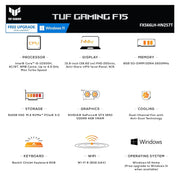 Asus TUF F15 Gaming CPU i5 10th 16GB Ram HDD 512 GBSSD Screen 15.6 inch IPS FHD Led OS Win 10  Graphic 4gb GTX 1650Ti Keyboard Backlit Yes Adapter OG Yes Bag No